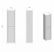 Technische Zeichnung eines Badezimmerschranks mit den Maßen 400 x 330 x 1720 Millimeter