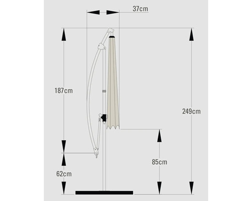 Maßangaben eines Ampelschirms