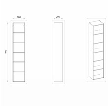 Hochschrank Devo Sonus 2.0 38x186x28 cm fjord