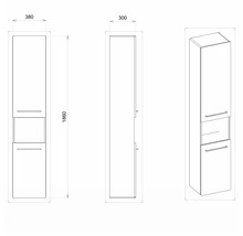 Hochschrank Devo Sonus 2.0 38x186x30 cm Anschlag links mit 1 Regal fjord