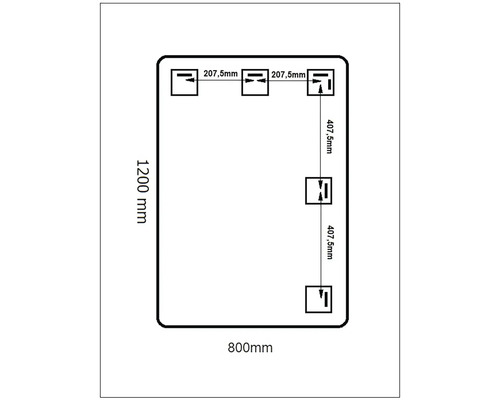 Technische Zeichnung mit Maßangaben: Länge 1200 mm, Breite 800 mm