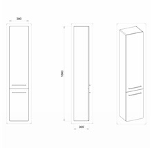 Hochschrank Devo Sonus 2.0 38x186x30 cm Anschlag links fjord