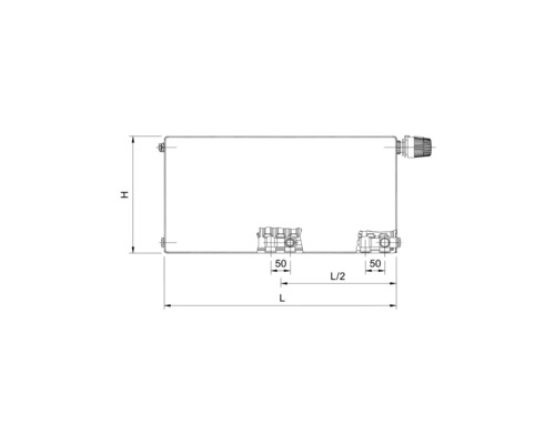 Planheizkörper Rotheigner Typ EK 400x1400 mm 8 fach mit Befestigungslaschen Heizkörper Maßzeichnung mit Höhen- und Längenangaben