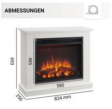Abmessungen eines Elektrokamins mit simuliertem Feuer