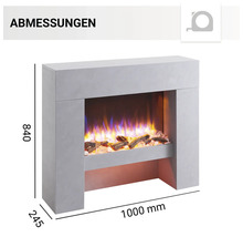 Abmessungen des Elektrokamins mit Dekoration