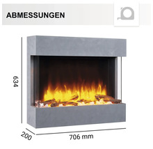 Abmessungen des elektrischen Kamins mit simuliertem Feuer