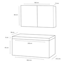 Badmöbel-Set Differnz Somero Mineralguss 170x100x38 cm Mineralgusswaschbecken weiß mit Spiegelschrank-thumb-1