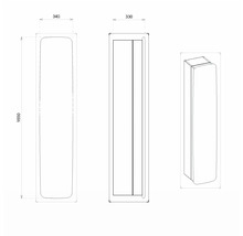 Hochschrank Devo Oval 34x165x33 cm Anschlag rechts eiche natur/weiß/schwarz