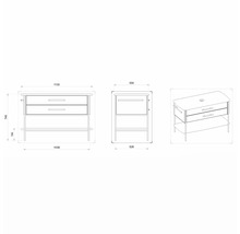 Waschbeckenunterschrank Devo Oval 113x74x55 cm ohne Waschbecken weiß/schwarz