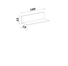 Technische Zeichnung eines Wandregals mit den Maßen 100 x 23 x 19