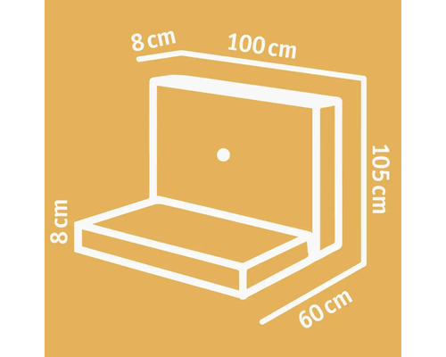 Skizze eines Sitzkissens und Rückenkissens mit Maßangaben