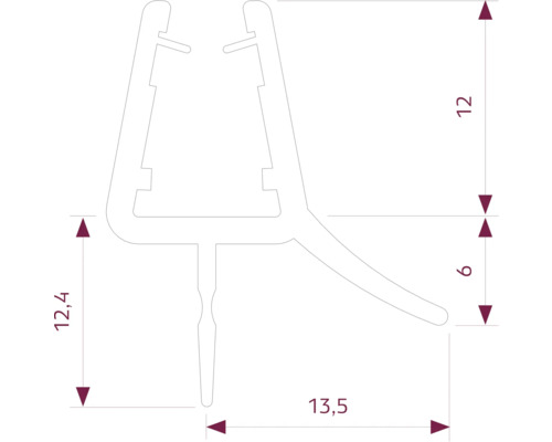 Technische Zeichnung eines Dichtungsprofils mit Maßangaben