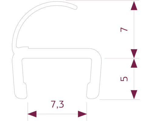 Technische Zeichnung eines Profils mit Maßangaben