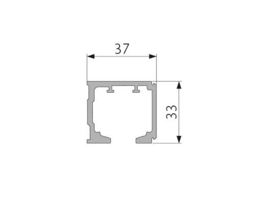 Technische Zeichnung eines Profils mit den Maßen 37 und 33 Millimeter.