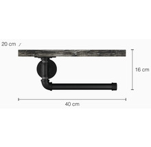 Wandregal mit Toilettenpapierhalter aus Holz und Metall