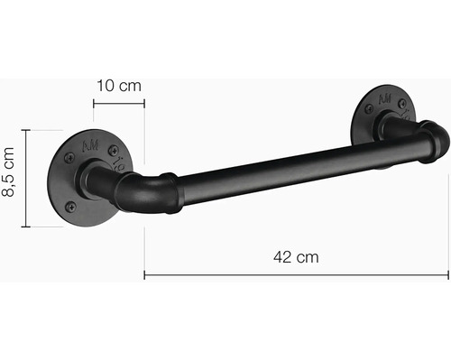 Handtuchhalter aus Metall mit den Maßen 42 mal 8,5 mal 10 Zentimeter