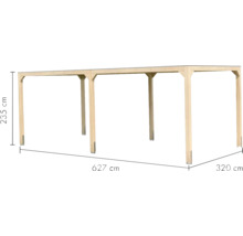 Holzcarport mit den Maßen 627 mal 320 mal 235 Zentimeter