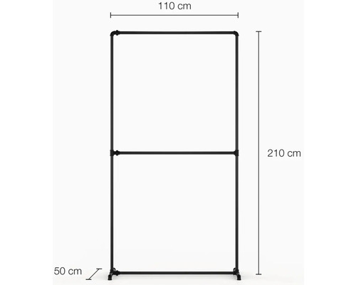 Kleiderständer mit den Maßen 110 cm Breite und 210 cm Höhe