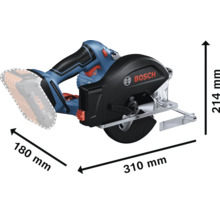 Bosch Akku-Kreissäge mit Maßangaben