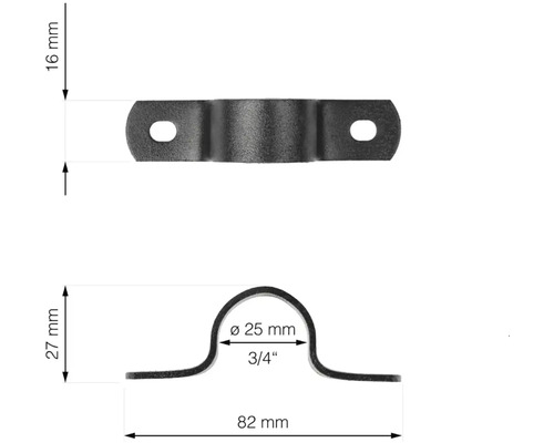 Abbildung einer Rohrschelle mit den Maßangaben