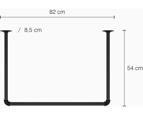 Abmessungen eines Regalrahmens mit einer Breite von 82 Zentimetern und einer Höhe von 54 Zentimetern