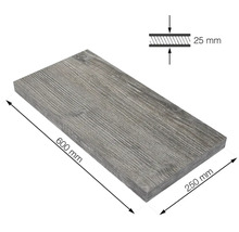 Regalboden in Holzoptik mit den Maßen 600 x 250 x 25 Millimeter