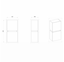 Technische Zeichnung eines Schranks mit den Maßen 400 x 260 x 840 Millimeter.