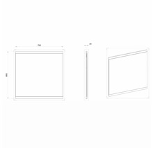 Technische Zeichnung eines Spiegels mit den Maßen 700 x 850 x 20 Millimeter