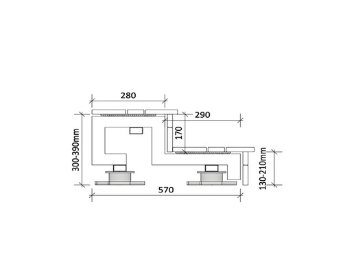 Technische Zeichnung eines Gartenmöbel Sets mit Maßangaben