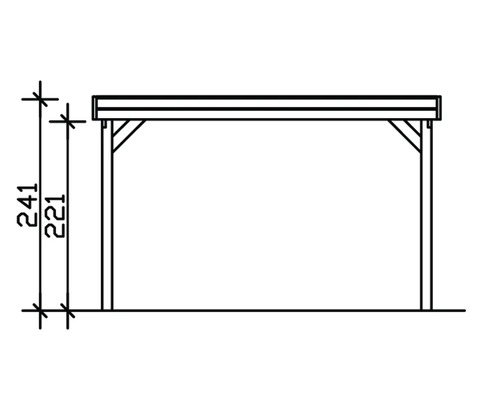 Skizze eines Carports mit Höhenangaben 241 und 221