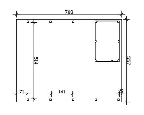 Technische Zeichnung mit Maßangaben