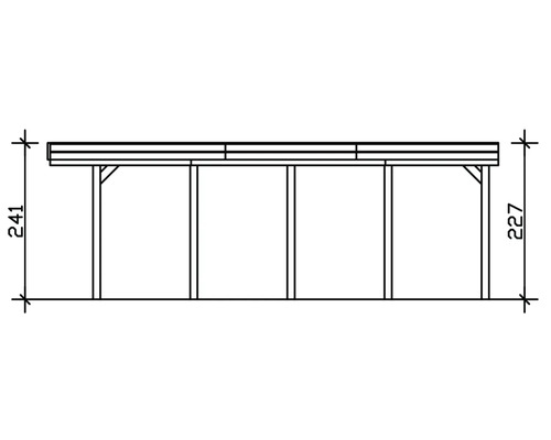 Technische Zeichnung eines Carports mit Maßangaben.
