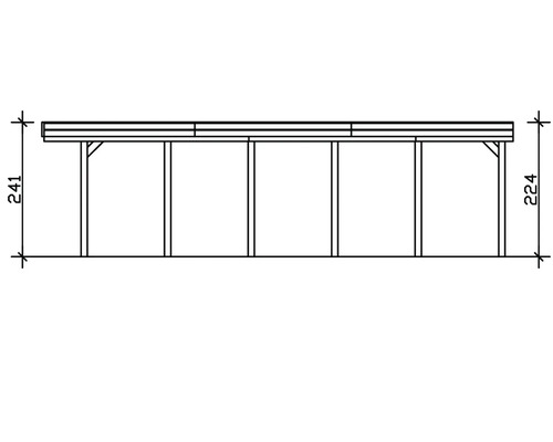 Technische Zeichnung eines Carports mit Maßangaben
