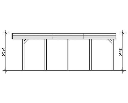 Technische Zeichnung eines Carports mit Maßangaben 240 und 254