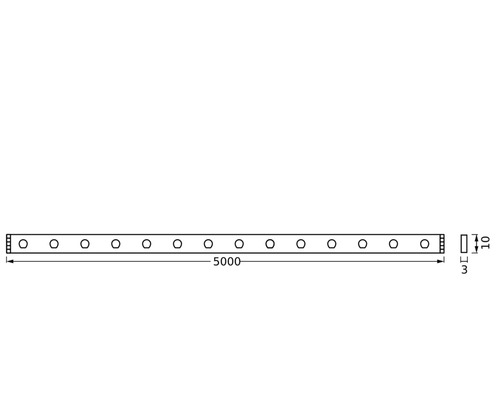 Technische Zeichnung einer Lochschiene mit Maßangaben