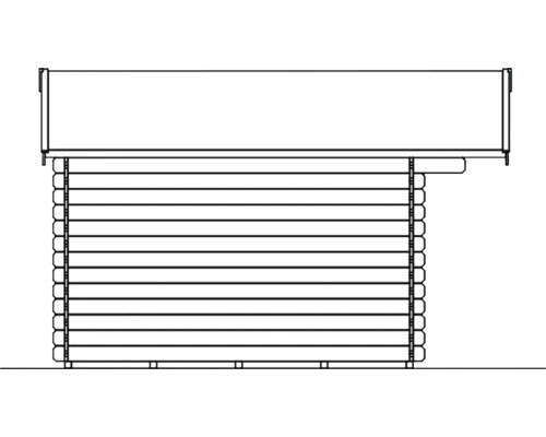 Illustration eines Gartenhauses mit Blockbohlenbauweise