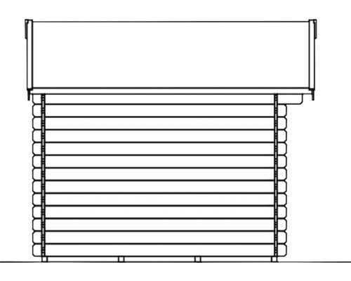Detaillierte Schemazeichnung eines Gartenhauses aus Holz