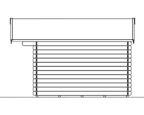 Seitenansicht eines Gartenhauses aus Holz