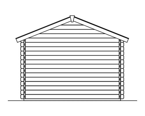 Illustration einer Blockhütte von vorn