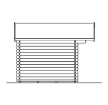 Illustration eines Gartenhauses mit Blockbohlenbauweise