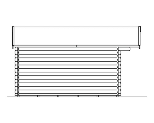 Abbildung eines Gartenhauses im Blockbohlenstil