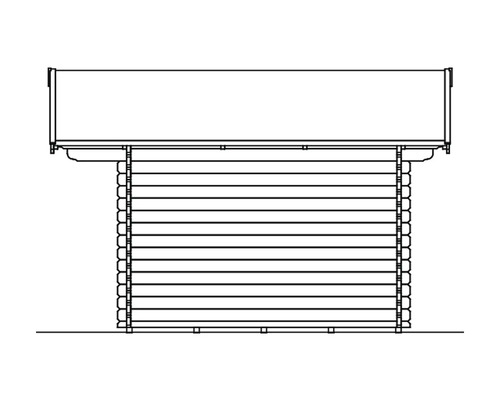 Draufsicht eines Gartenhauses aus Holz