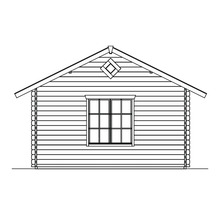 Illustration eines Gartenhauses mit Fenster