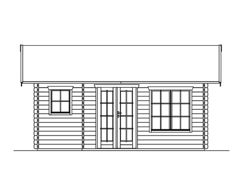 Draufsicht Gartenhaus mit Doppeltür und Fenster