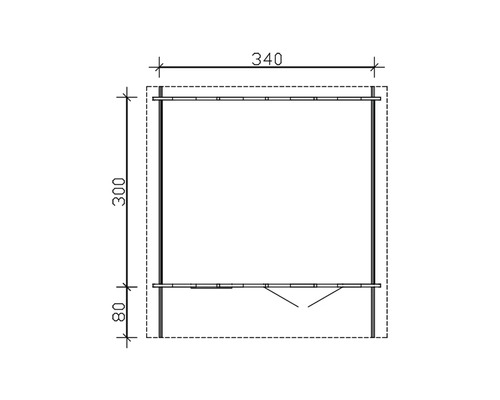 Technische Zeichnung mit Maßangaben zum Produkt