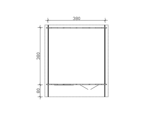 Dachplan Gartenhaus mit den Maßen 380 mal 380 Zentimeter