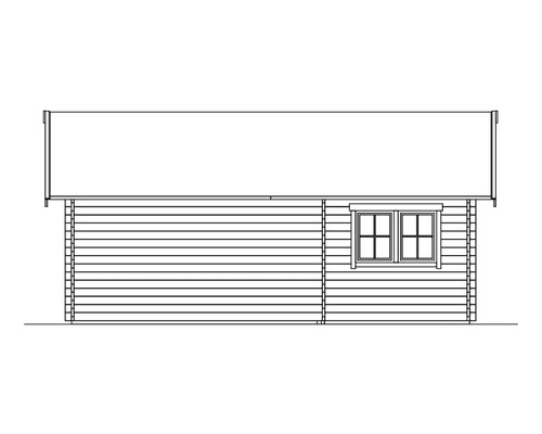 Zeichnung eines Gartenhauses mit Fenster