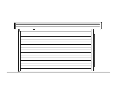 Illustration eines Gerätehauses aus Holz