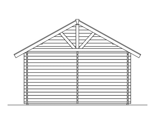 Zeichnung eines Gartenhauses mit Satteldach