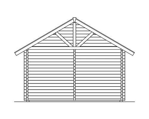 Illustration eines Gartenhauses mit Satteldach